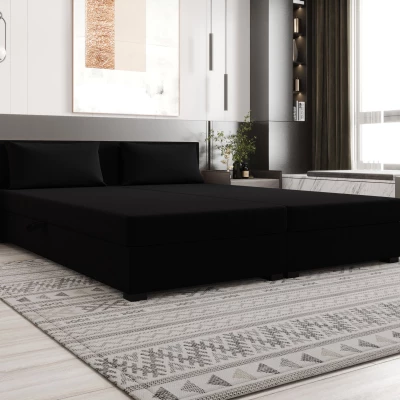 Manželská postel 180x200 ZAJDA DOUBLE 2 s úložným prostorem - černá