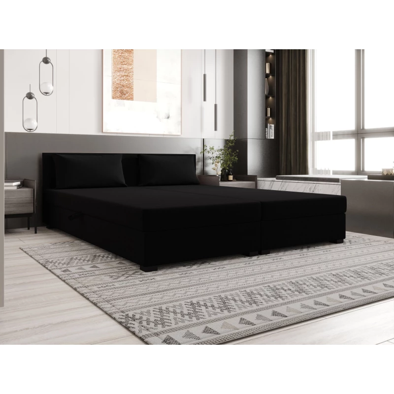 Manželská postel 180x200 ZAJDA DOUBLE 2 s úložným prostorem - černá