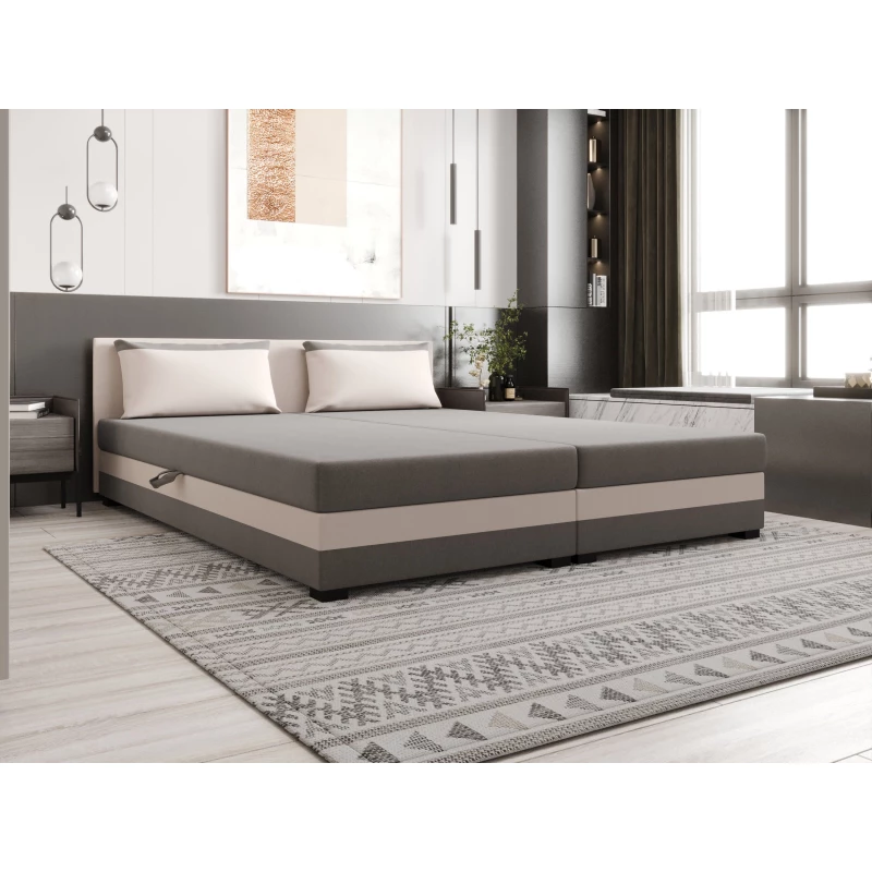 Manželská postel 180x200 ZAJDA DOUBLE 2 s úložným prostorem - světle šedá / ecru