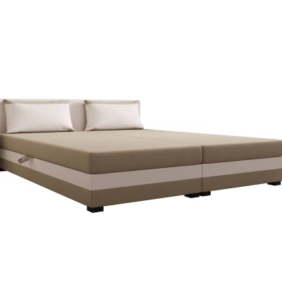 Manželská postel 180x200 ZAJDA DOUBLE 2 s úložným prostorem - hnědá / ecru