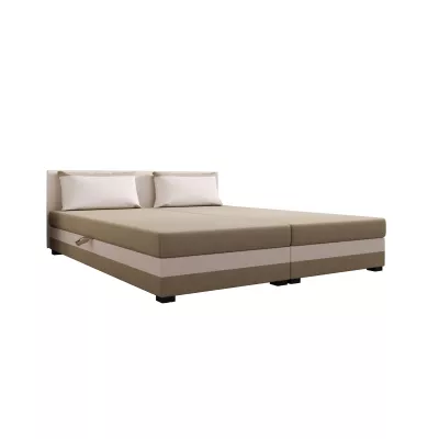 Manželská postel 180x200 ZAJDA DOUBLE 2 s úložným prostorem - hnědá / ecru