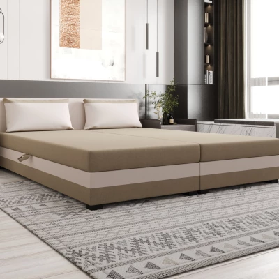 Manželská postel 180x200 ZAJDA DOUBLE 2 s úložným prostorem - hnědá / ecru