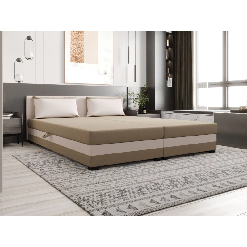 Manželská postel 180x200 ZAJDA DOUBLE 2 s úložným prostorem - hnědá / ecru