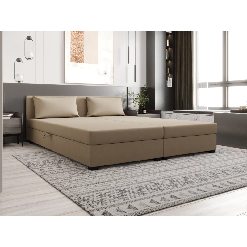 Manželská postel 180x200 ZAJDA DOUBLE 2 s úložným prostorem - hnědá