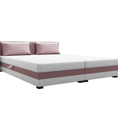 Manželská postel 180x200 ZAJDA DOUBLE 2 s úložným prostorem - růžová / bílá