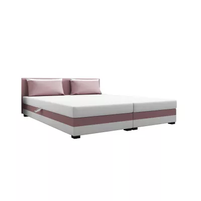 Manželská postel 180x200 ZAJDA DOUBLE 2 s úložným prostorem - růžová / bílá
