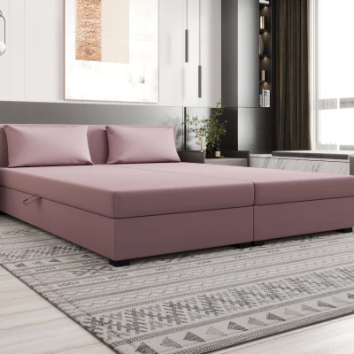 Manželská postel 180x200 ZAJDA DOUBLE 2 s úložným prostorem - růžová