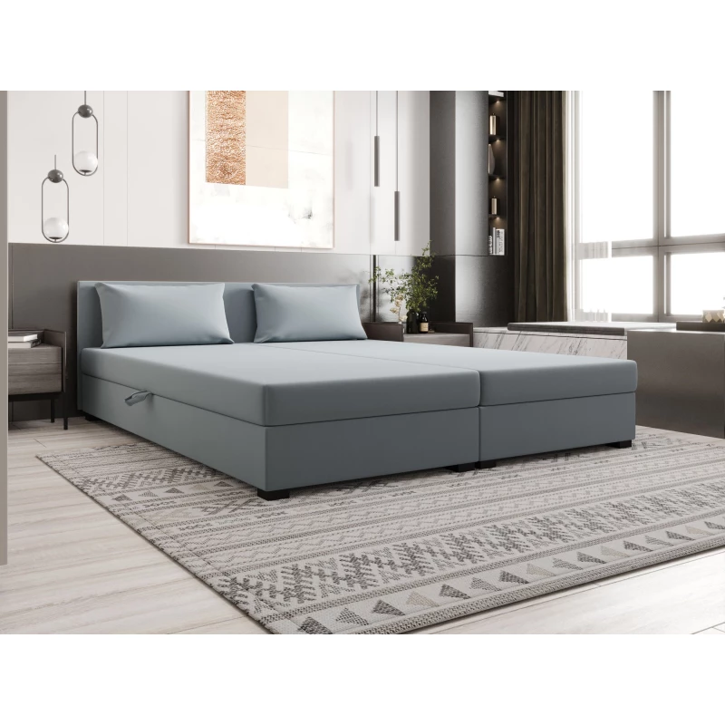 Manželská postel 180x200 ZAJDA DOUBLE 2 s úložným prostorem - modrošedá