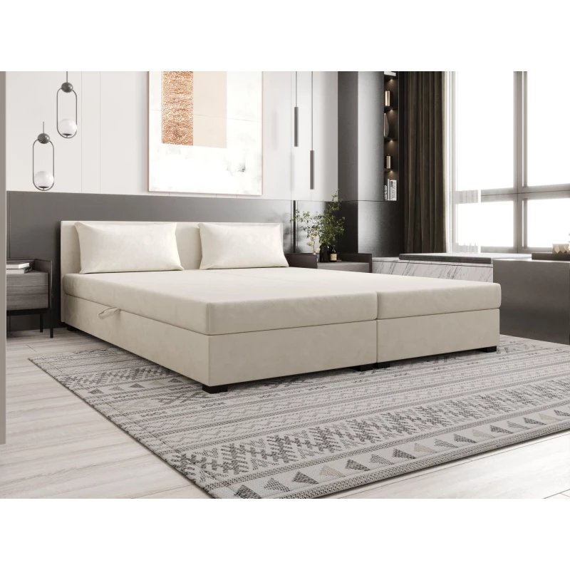 Manželská postel 180x200 ZAJDA DOUBLE 2 s úložným prostorem - ecru