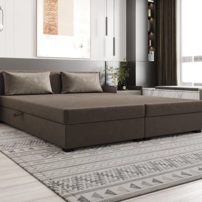 Manželská postel 180x200 ZAJDA DOUBLE 2 s úložným prostorem - tmavě hnědá