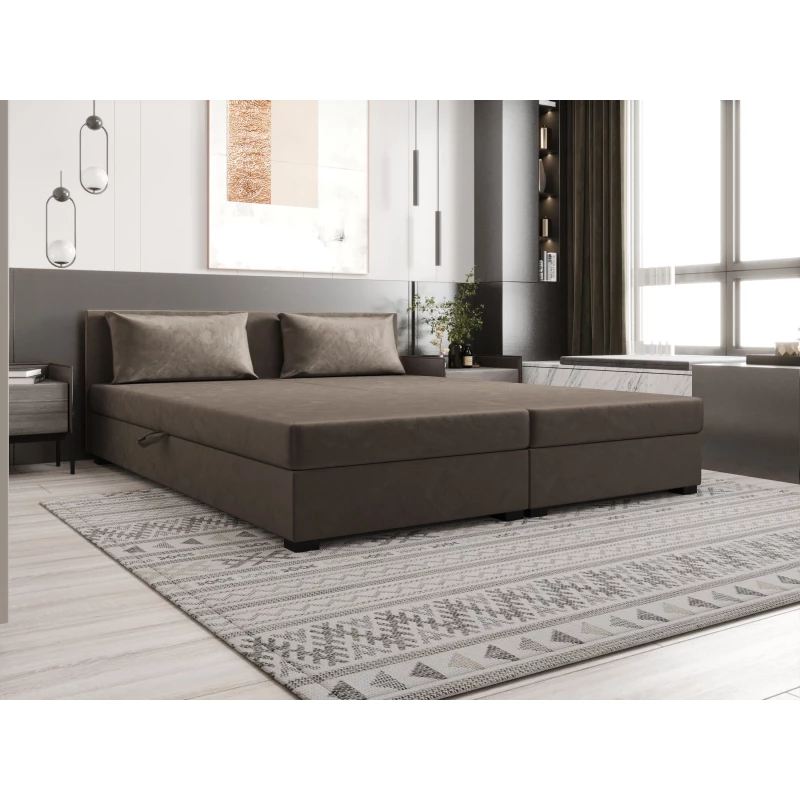 Manželská postel 180x200 ZAJDA DOUBLE 2 s úložným prostorem - tmavě hnědá