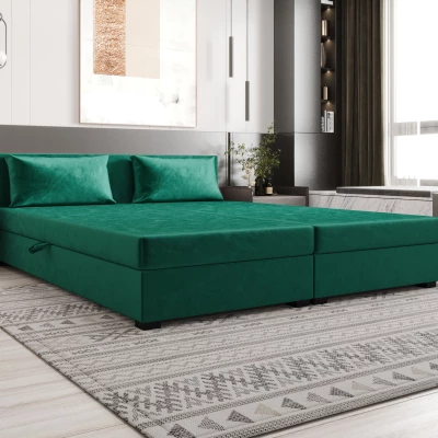 Manželská postel 180x200 ZAJDA DOUBLE 2 s úložným prostorem - zelená