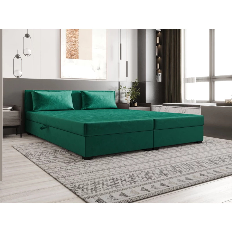 Manželská postel 180x200 ZAJDA DOUBLE 2 s úložným prostorem - zelená