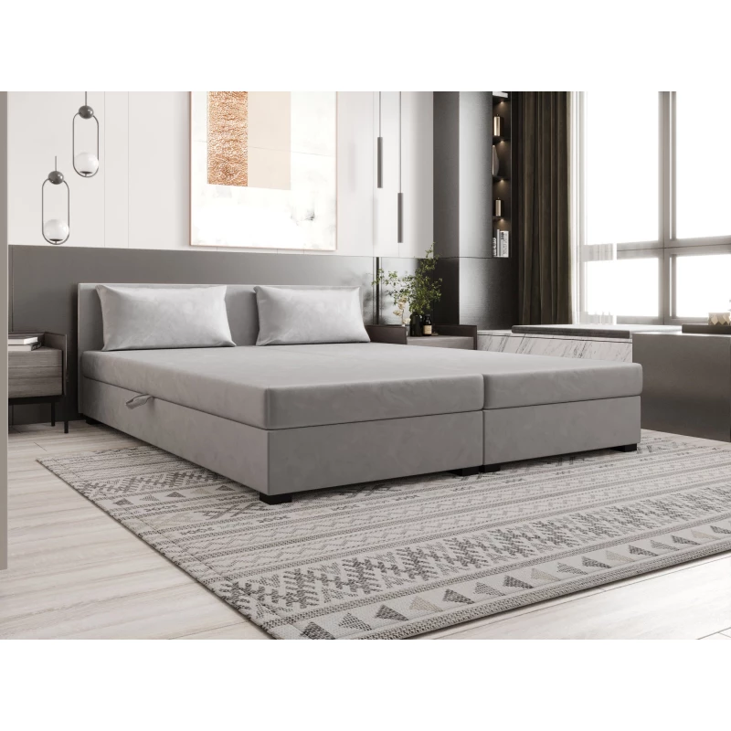 Manželská postel 180x200 ZAJDA DOUBLE 2 s úložným prostorem - světle šedá