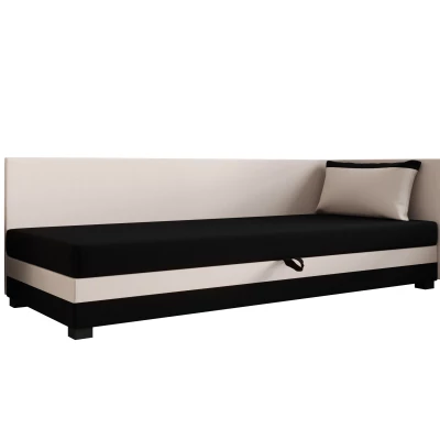 Jednolůžková postel 100x195 ZAJDA PLUS 1 s úložným prostorem - černá / ecru