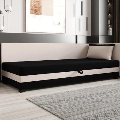 Jednolůžková postel 100x195 ZAJDA PLUS 1 s úložným prostorem - černá / ecru