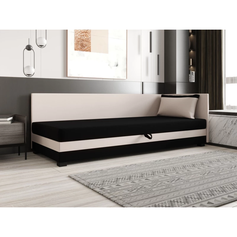 Jednolůžková postel 100x195 ZAJDA PLUS 1 s úložným prostorem - černá / ecru