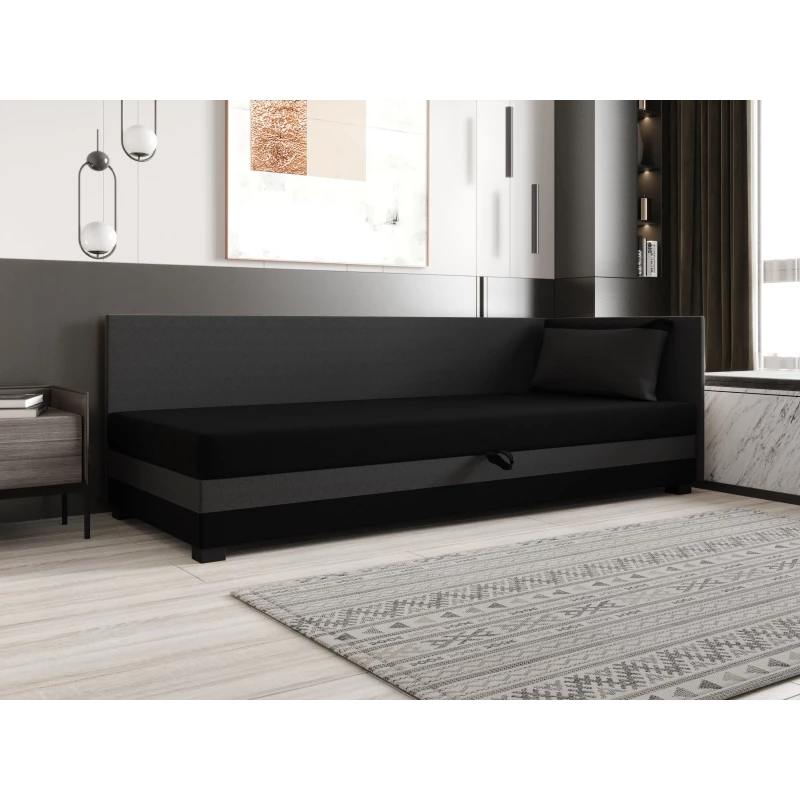 Jednolůžková postel 100x195 ZAJDA PLUS 1 s úložným prostorem - černá / šedá
