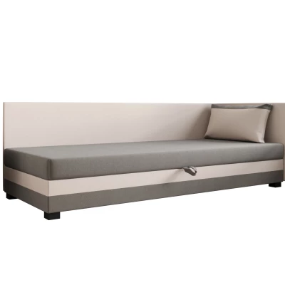 Jednolůžková postel 100x195 ZAJDA PLUS 1 s úložným prostorem - světle šedá / ecru