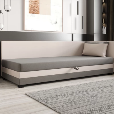 Jednolůžková postel 100x195 ZAJDA PLUS 1 s úložným prostorem - světle šedá / ecru