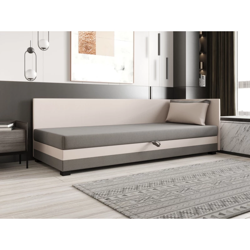 Jednolůžková postel 100x195 ZAJDA PLUS 1 s úložným prostorem - světle šedá / ecru