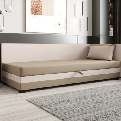 Jednolůžková postel 100x195 ZAJDA PLUS 1 s úložným prostorem - hnědá / ecru