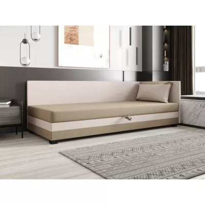 Jednolůžková postel 100x195 ZAJDA PLUS 1 s úložným prostorem - hnědá / ecru