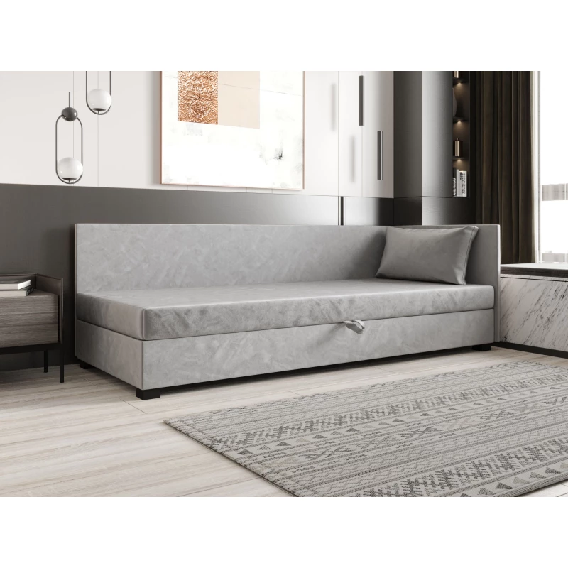 Jednolůžková postel 100x195 ZAJDA PLUS 1 s úložným prostorem - světle šedá