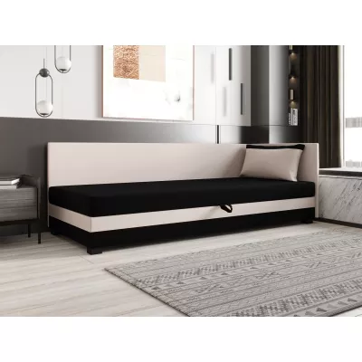 Jednolůžková postel 90x195 ZAJDA PLUS 2 s úložným prostorem - černá / ecru