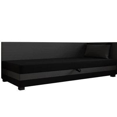 Jednolůžková postel 90x195 ZAJDA PLUS 2 s úložným prostorem - černá / šedá