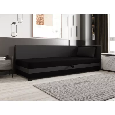 Jednolůžková postel 90x195 ZAJDA PLUS 2 s úložným prostorem - černá / šedá