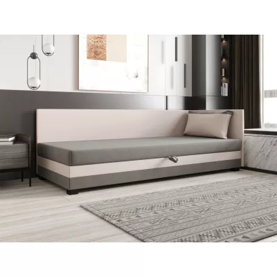 Jednolůžková postel 90x195 ZAJDA PLUS 2 s úložným prostorem - světle šedá / ecru