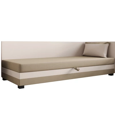 Jednolůžková postel 90x195 ZAJDA PLUS 2 s úložným prostorem - hnědá / ecru