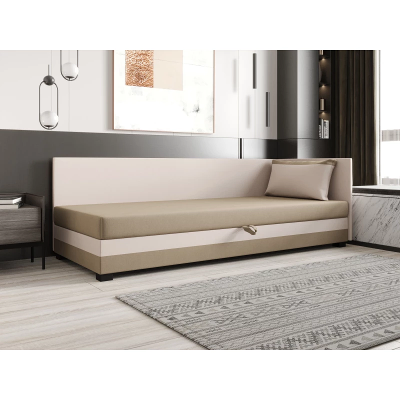 Jednolůžková postel 90x195 ZAJDA PLUS 2 s úložným prostorem - hnědá / ecru