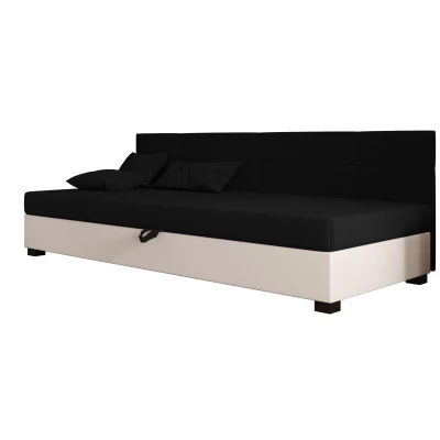 Jednolůžková čalouněná postel 100x195 LOCIKA BIZ 1 - černá / ecru