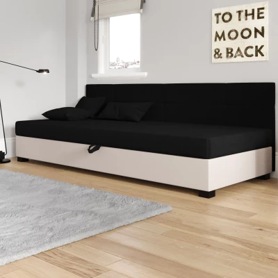 Jednolůžková čalouněná postel 100x195 LOCIKA BIZ 1 - černá / ecru