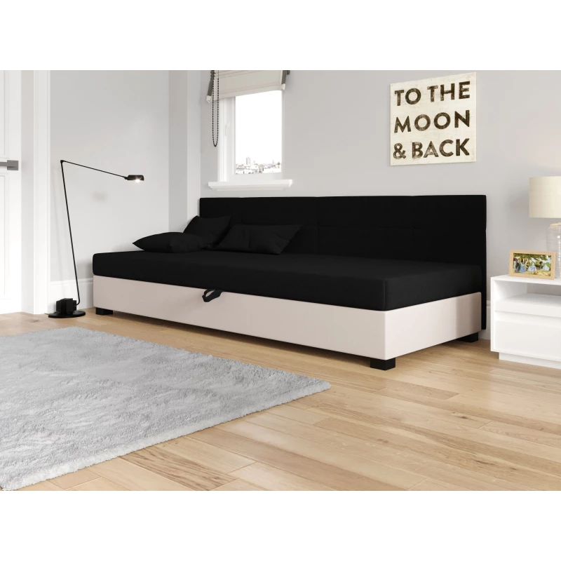 Jednolůžková čalouněná postel 100x195 LOCIKA BIZ 1 - černá / ecru