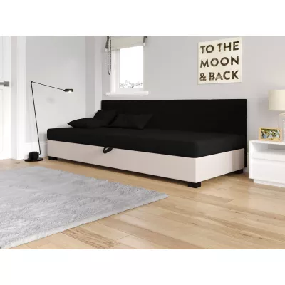 Jednolůžková čalouněná postel 100x195 LOCIKA BIZ 1 - černá / ecru