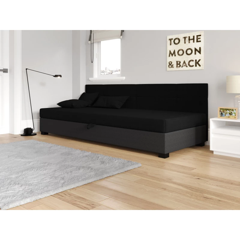 Jednolůžková čalouněná postel 100x195 LOCIKA BIZ 1 - černá / šedá