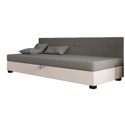 Jednolůžková čalouněná postel 100x195 LOCIKA BIZ 1 - světle šedá / ecru
