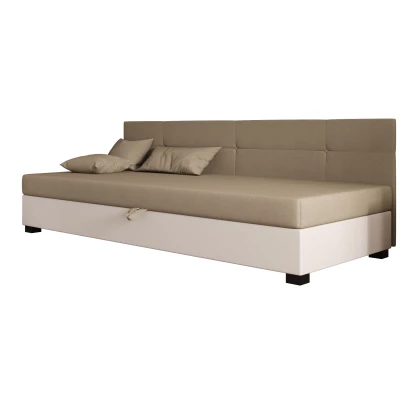Jednolůžková čalouněná postel 100x195 LOCIKA BIZ 1 - hnědá / ecru