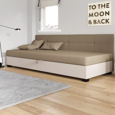 Jednolůžková čalouněná postel 100x195 LOCIKA BIZ 1 - hnědá / ecru