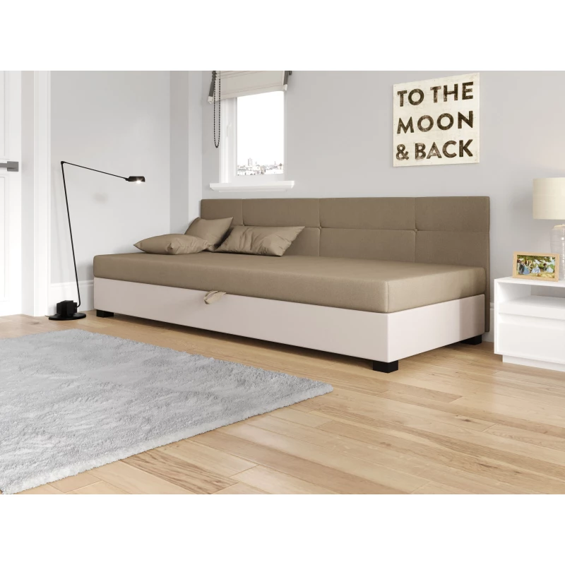 Jednolůžková čalouněná postel 100x195 LOCIKA BIZ 1 - hnědá / ecru