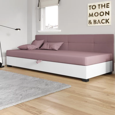 Jednolůžková čalouněná postel 100x195 LOCIKA BIZ 1 - růžová / bílá