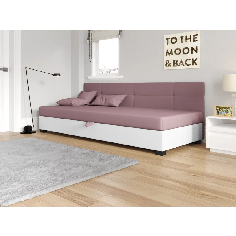 Jednolůžková čalouněná postel 100x195 LOCIKA BIZ 1 - růžová / bílá
