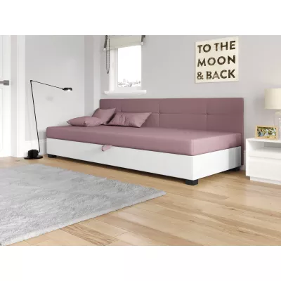 Jednolůžková čalouněná postel 100x195 LOCIKA BIZ 1 - růžová / bílá