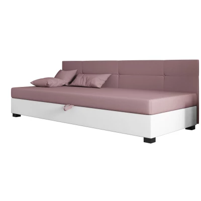 Jednolůžková čalouněná postel 110x195 LOCIKA BIZ 1 - růžová / bílá
