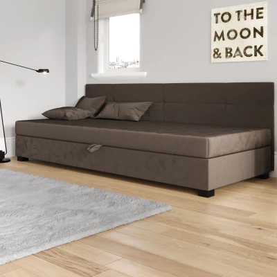 Jednolůžková čalouněná postel 100x195 LOCIKA BIZ 1 - tmavě hnědá