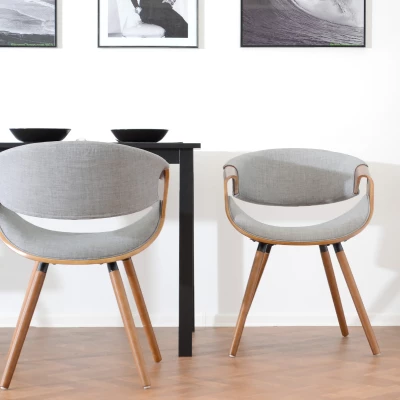 VÝPRODEJ - Designová jídelní židle SAROLTA - ořech / šedá 2