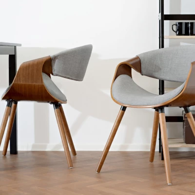 VÝPRODEJ - Designová jídelní židle SAROLTA - ořech / šedá 2